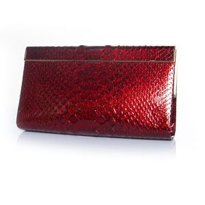 Jimmy Choo python leather clutch in metallic red
